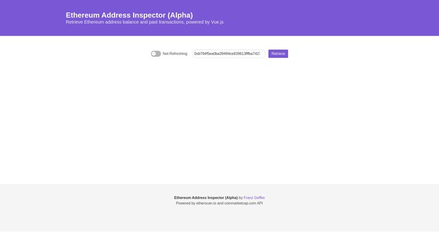 Vue.js Ethereum Address Inspector