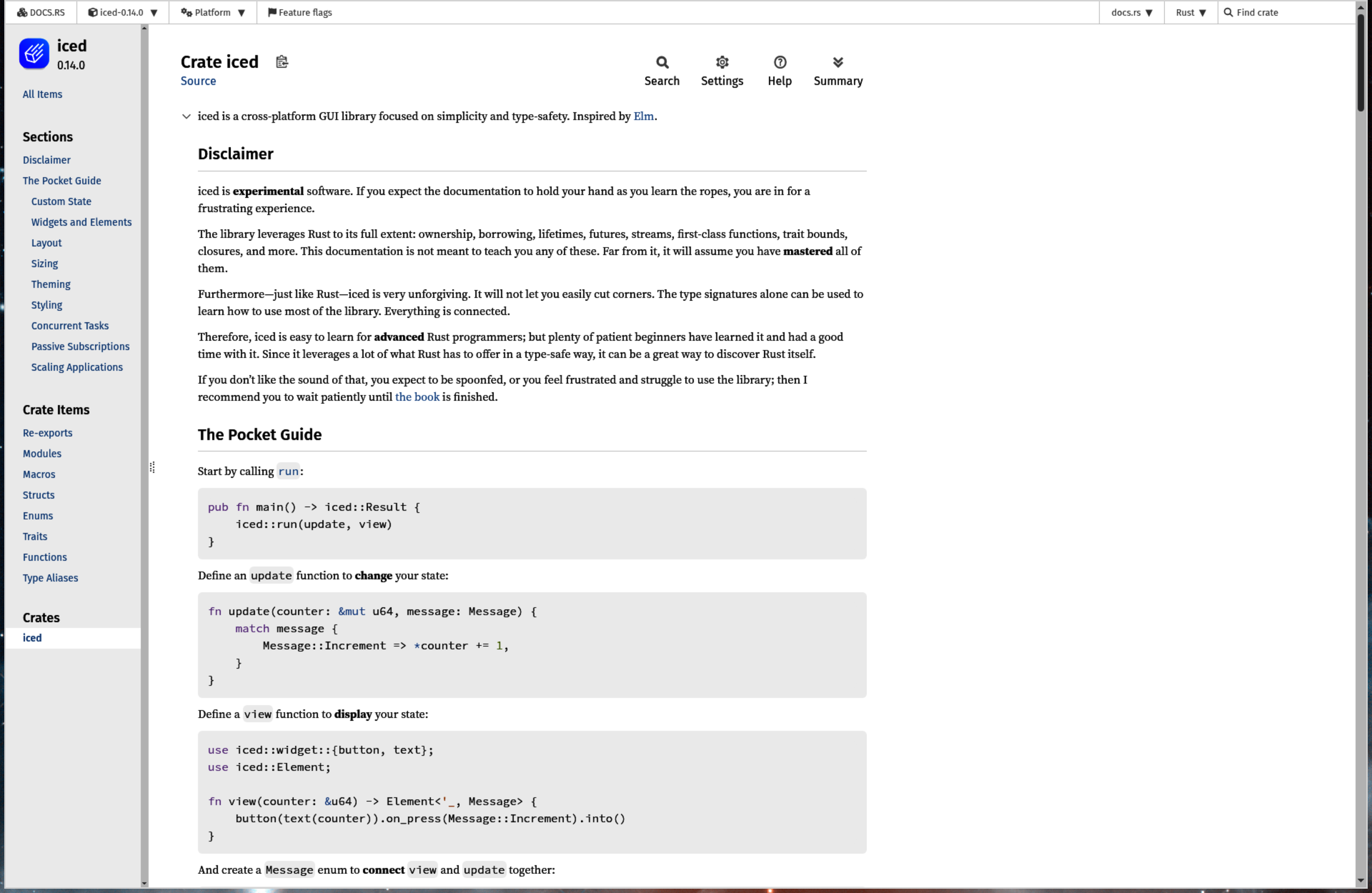 The same HTML page rendered by the CEF (Chromium) engine inside an iced window